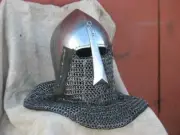 Medieval Armor Helmet SCA LARP Bascinet Hounskull 18 Gage Chain mail Helmet
