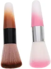 DEARMAMY 2Pcs Nail Dust Powder Brush Soft Blush Brush Makeup Dust Remover for Easy Cleaning Portable Comfortable Handle for Nail Art and Loose Powder Application