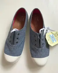 在飛比找Yahoo!奇摩拍賣優惠-【TOMS】牛仔藍綁帶休閒鞋、size：Y5
