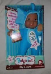 GOLDBERGER Baby's First Sing Learn ABCs & 123s 11" Doll Elephant Dark Skin Blue