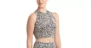 JOSIE NATORI Getaway Animal-Print Cropped Top N91227 multi S NWT $44