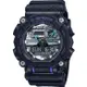 CASIO 卡西歐 G-SHOCK 工業風金屬光雙顯計時手錶-黑X銀(GA-900AS-1A)