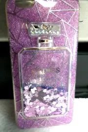 APPLE iPHONE 10X Pink Glitter Silicone Pink Heart Glitter Flakes Waterfall Case.