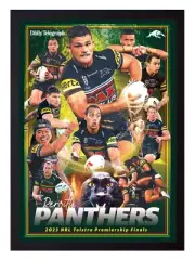 Framed 2023 Penrith Panthers NRL Premiers Poster - Nathan Cleary - 45cm x 32cm