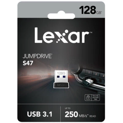 Lexar 128GB JumpDrive S47 Plug N Stay USB 3.1 Flash Drive Memory Stick Pen Drive