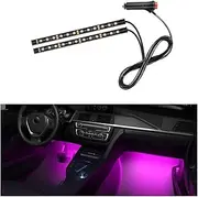 Sylvil Car LED Strip Light, 24 LEDs RGB Neon Interior Atmosphere Lights, 12V Under Dash Ambient Night Light, Cigarette Lighter Auto Interior Decorative Lamp, Car Accessories (Pink Purple)