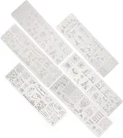 6pcs Nail Art Printing Plate Gel Kits Stamping Nail Manicure Kit Nail Plate Stamper Holder Plates Stand Nail Manicure Template Starter Nail Template Polish Nails Stainless Steel