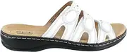 [Clarks] Women's Leisa Cacti Slide Sandal, White Leather, 5