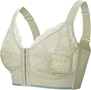 [Generic] Bra's Women Full Cup Thin Underwear Plus Size Front Button Wireless Sports Lace Bra Breast Cover Large Size Bras Women Bras Wireless Push up (A, 34/75D)