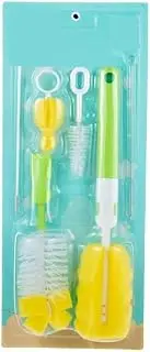 6Pcs Baby Bottle Cleaner Brush Set, Long Handle Sponge Bottle Brush, Pacifier Brush and Straw Brush for Baby Bottles, Water Bottles, Tumblers, Straws and Narrow Neck Bottle. (Green)