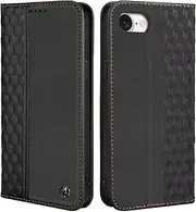 CXTCASE Case for iPhone 16e, Shockproof PU Leather Flip Folio Cover with Card Slots, Magnetic Wallet Case for iPhone 16e, Black