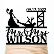 Welder Wedding Cake Topper Bride Dragging Groom Welding Soldering Work Topper