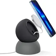 SPIGEN Nano Pop MagSafe Charger 2020 Stand for iPhone 16 15 14 13 12 Pro Max Plus Mini MagSafe Case, Non Slip Silicone Textured Adjustable Angles Phone Holder for MagSafe - Black Sesame