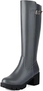 Motorcycle Boots For Women Block Heels 6Cm Platform 2Cm Zipper Retro Daily Bota
