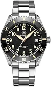 [ADDIESDIVE] Diver Watch Automatic Steel 200M Waterproof Black Textured Dial Luminous Sapphire Glass, Diver,Mechanical,Automatic Watch