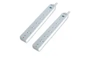 2PK Sansai 6 Way Power Board Overload Surge Protection 1m Cord Master Switch