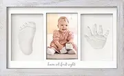 Baby Hand and Footprint Kit - Baby Footprint Kit, Newborn Keepsake Frame, Baby Handprint Kit, Personalized Baby Gifts, Nursery Decor, Baby Shower Gifts for Girls Boys (Vintage Gray)