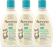 Aveeno Kids 2-in-1 Hydrating Shampoo & Conditioner, Gently Cleanses, Conditions & Detangles Kids Hair, with Oat Extract, for Sensitive Skin & Scalp, Hypoallergenic, 3 Pack, 12 fl. Oz