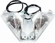 KIXURO Front Light Turn Signal Indicator for 250 300 400 650 1000/SX ZX6R Z1000SX Motorcycle Accessories Flasher Light Motorcycle Turn Signal Light(Black Clear Bulb Light)