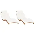 Sun Loungers 2 Pcs With Cushions Solid Wood Teak Fur,Wood Loungers