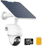 REOLINK Go PT Ultra+SP, 4K Cellular Security Camera Wireless Outdoor, 3G/4G LTE,No WiFi, SIM Card+32GB SD Card Included, Solar Powered, Color Night Vision, Local/Cloud Storage, Smart Detection
