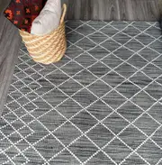 Argyle Dark Grey Runner Wool Rug