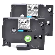US STOCK 2PK White on Clear TZ-135 Label Tape 12mm for Brother P-touch Tze135