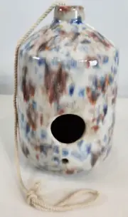 Anthropologie Terrain Treetops Drip Swirl Glaze Ceramic Jar Hanging Birdhouse