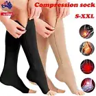 Unisex Compression Socks with Zipper Open Toe Knee Length Stockings Men Women AU