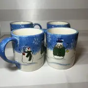 Set Of 4 Sonoma St. Nicholas Square Button Up Snowman Mug