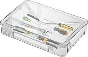 Clear File Box, Clear File Box with Lid - Vista Print Portable Project Case - File Box Project Case with Lid, Stackable Paper Storage Box Holder for Letter Files, Scrapbooking, Photos