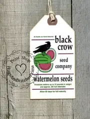 Hang Tags PRIMITIVE CROW WATERMELON SEEDS FEEDSACK TAGS #1266 Gift Tags