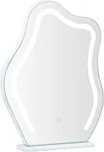 TALOMON Haute French LED Cloud Design Vanity Mirror with Touch Control, Tri-Color Lighting, Wavy Cloud Design, White Marble Base, Freestanding Luxury Style, White