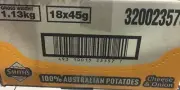 BULK BOX SMITHS CHEESE & ONION POTATO CHIPS CRISPS 18x 45g BAGS BRAND NEW AUS