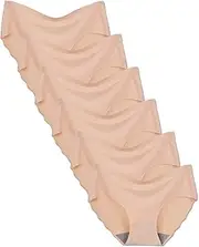 Bolivelan Women's Invisible Seamless Hipster Panties Mid-Rise No Show Laser Cut Briefs Underwear Pack of 6