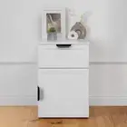 NNEDSZ PORTO BEDSIDE TABLE - WHITE - HAMPTONS - PULL BLACK