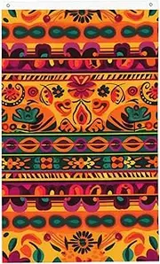Mexican Folk Art Boho Double-Sided Printed Flag 3x5 Feet No Fade Garden Flag Greeting Banner Sign With Brass Grommets Outdoor Yard Flag Party Backdrop Indoor Outdoor Holiday Home Decorations