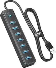 iDsonix 7 Ports USB Hub 3.0 [3.3Ft] USB Expander Hub 5Gbps USB Splitter Multiport Adapter, USB Hub Long Cable for PC, Laptop, Flash Drive, Mobile HDD, Windows/XPS, 1m