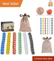 Versatile 60-Piece Chinese Checkers Glass Marbles in Colorful Petal Styles