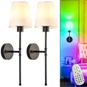 Battery Operated Wall Sconce: Set of 2 Wireless Wall Lights with 2 PACKS Black