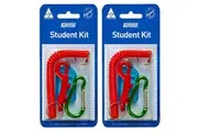 2x 4pc Kevron School ID Student Card Tag Holder Kit Carabiner Assorted Colour