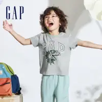 在飛比找momo購物網優惠-【GAP】男幼童裝 Logo純棉印花圓領短袖T恤-灰色(89