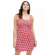 Diane Von Furstenberg Target 90s Shift Pink Modern Geo Mini Dress Size 20 DVF
