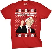 [Crazy Dog T-shirts] Mens Make Christmas Great Again Trump In Santa Hat Funny Ugly Humor T shirt