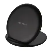 Q900 Qi Three Coil Vertical Round Foldable Wireless Charger With Mobile Phone Holder (Black)