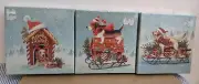 Christmas Dogs Beagle Labrador Lighted Canvas Pictures 6 X 6 (3) Total Sled
