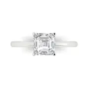 14K White Gold Solitaire Promise Ring, 1.5 ct Asscher Cut Simulated Diamond