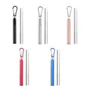Foldable Keyring Stainless Steel Metal Straw Reusable Drinking
