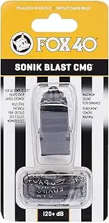Fox 40 Sonik Blast CMG Official Whistle with Breakaway Lanyard, Black
