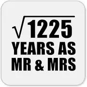 [Designsify] Gifts, 35th Anniversary Square Root of 1225 Years As Mr & Mrs, Drink Coaster Mat Wipe-Clean Non-Slip Non-Skid Cork Back, for Birthday Mom Dad Parents Fathers Mothers Day Party